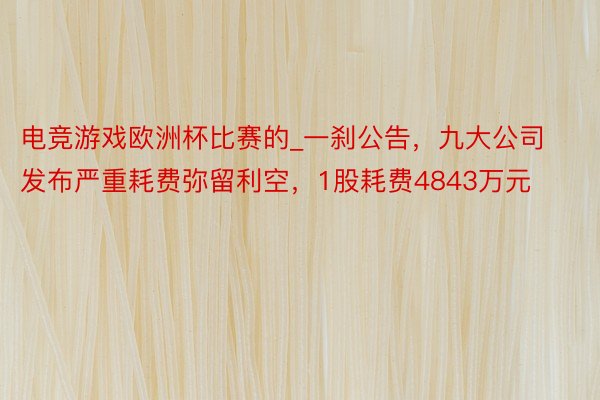 电竞游戏欧洲杯比赛的_一刹公告，九大公司发布严重耗费弥留利空，1股耗费4843万元